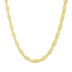 9ct Yellow Gold Gemstone Fancy Link Chain 33.5″ 5mm
