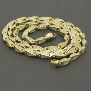 9ct Yellow Gold Gemstone Fancy Link Chain 33.5″ 5mm