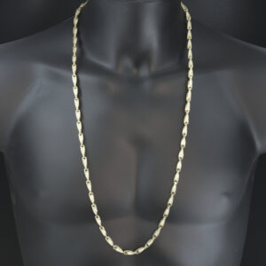 9ct Yellow Gold Gemstone Fancy Link Chain 33.5″ 5mm