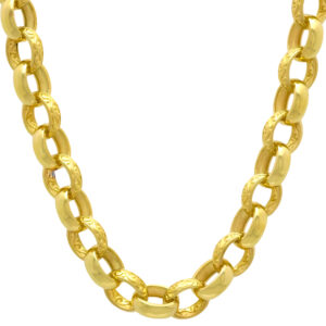 9ct Yellow Gold Patterned Belcher Chain 23.5″ 10.5mm