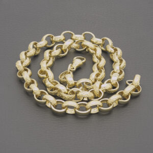 9ct Yellow Gold Patterned Belcher Chain 23.5&#8243; 10.5mm