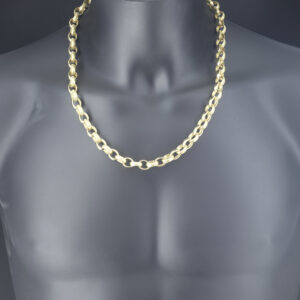 9ct Yellow Gold Patterned Belcher Chain 23.5&#8243; 10.5mm