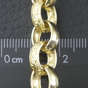 9ct Yellow Gold Patterned Belcher Chain 23.5&#8243; 10.5mm