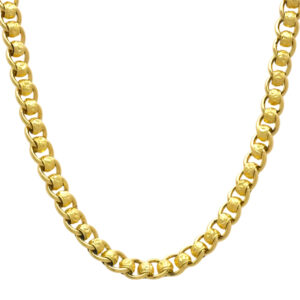 9ct Yellow Gold Patterned Roller Ball Chain 22″ 7mm