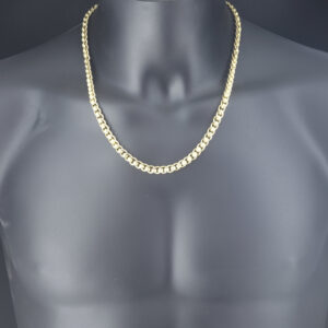 9ct Yellow Gold Patterned Roller Ball Chain 22″ 7mm