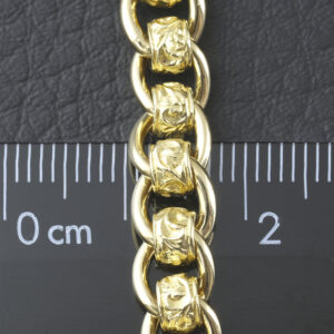 9ct Yellow Gold Patterned Roller Ball Chain 22″ 7mm