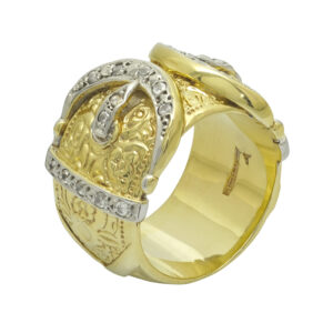 9ct Yellow Gold Gemstone Buckle Ring
