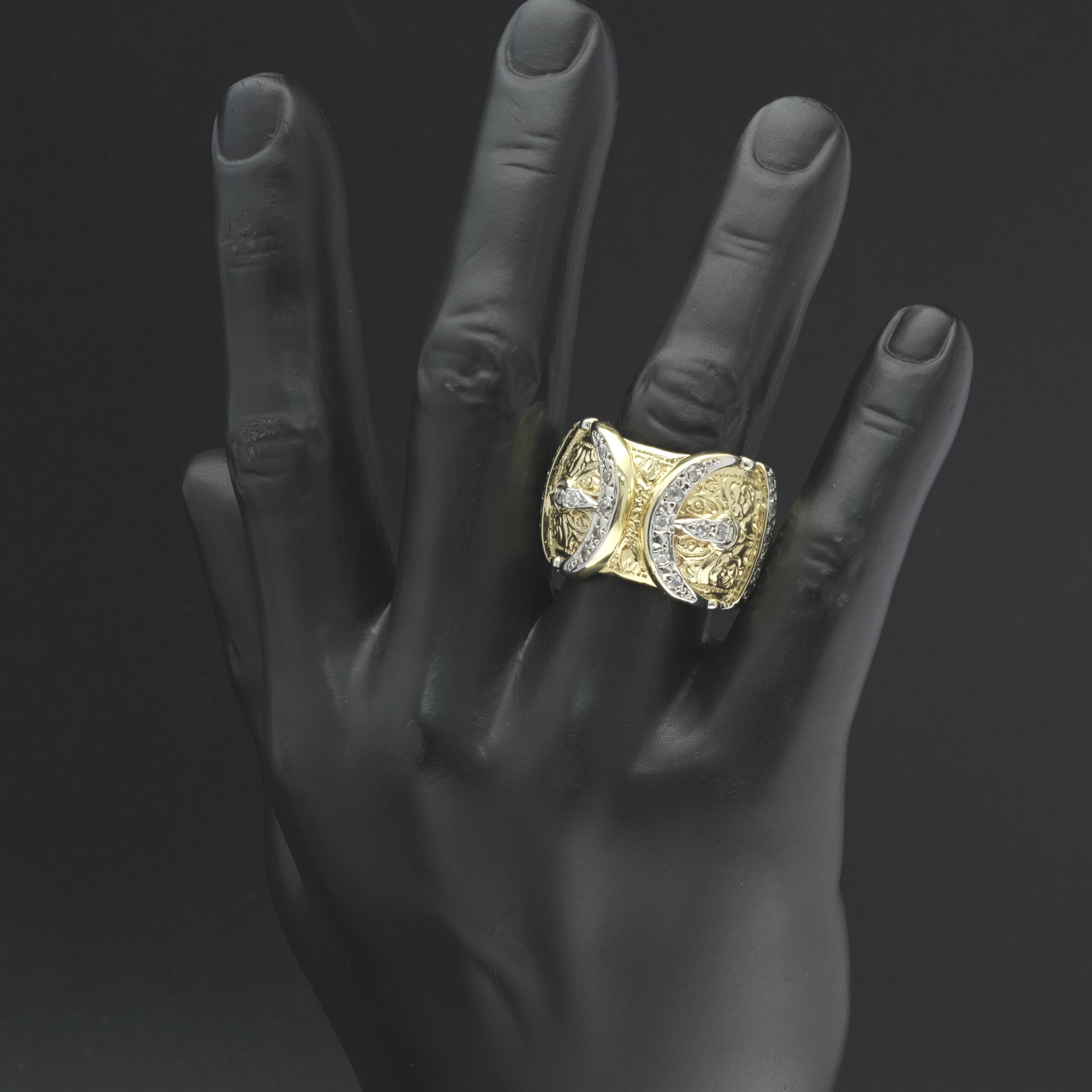 9ct Yellow Gold Gemstone Buckle Ring - Image 2