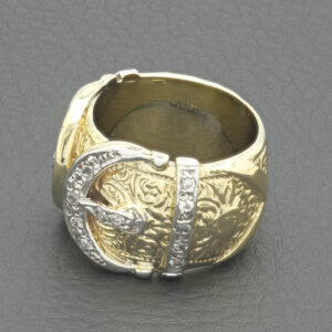 9ct Yellow Gold Gemstone Buckle Ring