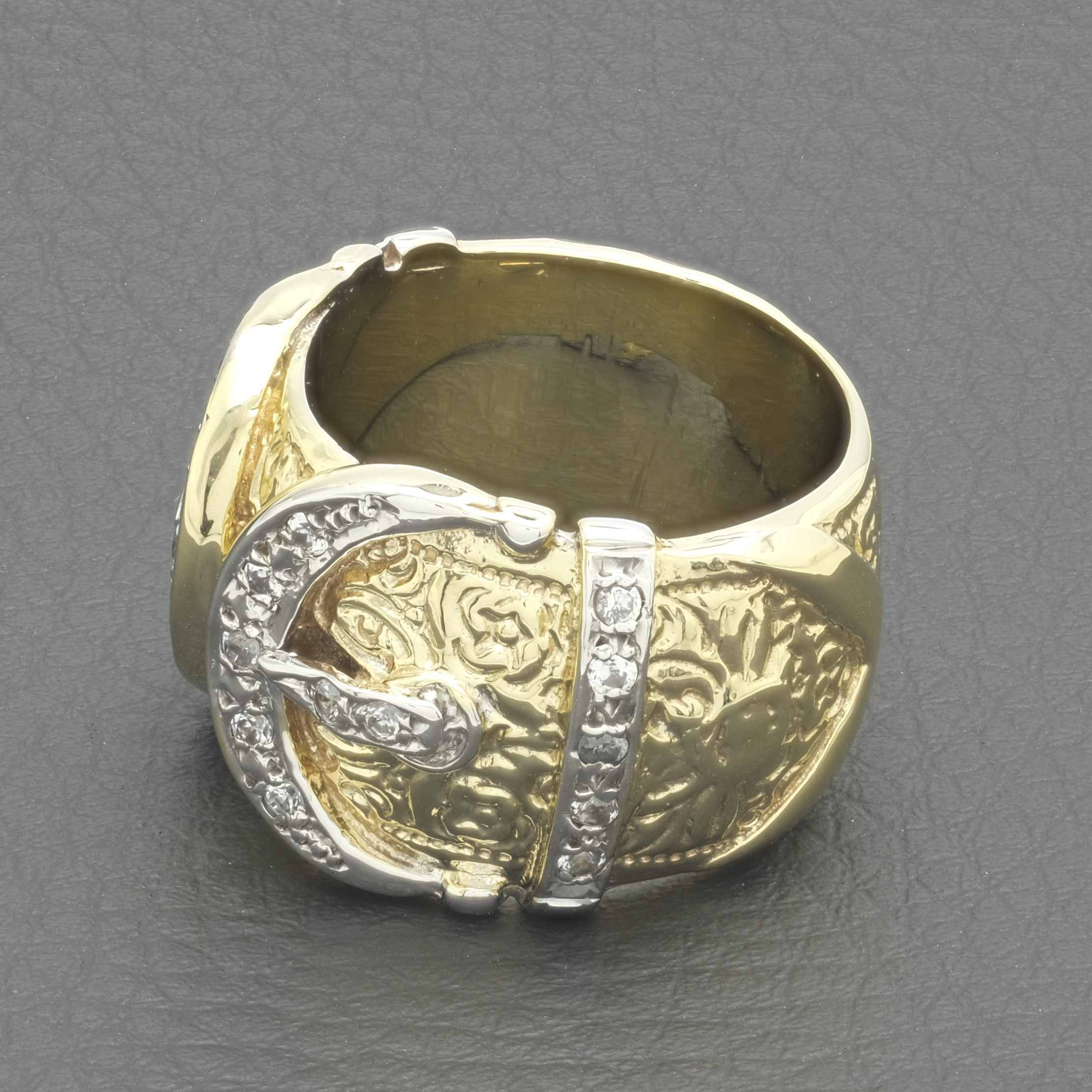 9ct Yellow Gold Gemstone Buckle Ring - Image 4