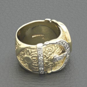 9ct Yellow Gold Gemstone Buckle Ring