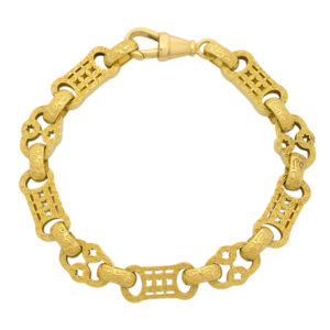 9ct Yellow Gold Stars & Bars Bracelet 8″ 11mm