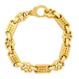 9ct Yellow Gold Stars And Bars Bracelet 8&#8243; 10mm