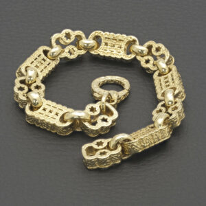 9ct Yellow Gold Stars And Bars Bracelet 8&#8243; 10mm