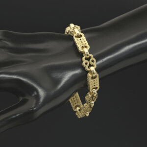 9ct Yellow Gold Stars And Bars Bracelet 8&#8243; 10mm