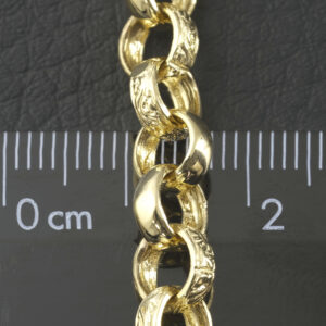 9ct Yellow Gold Patterned Belcher Bracelet 6.5&#8243; 7mm