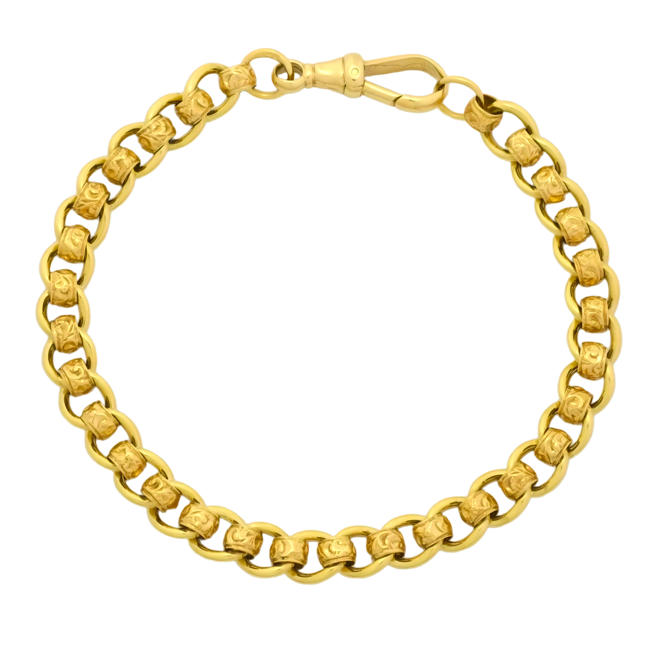 9ct Yellow Gold Roller Ball Bracelet 8" 7mm