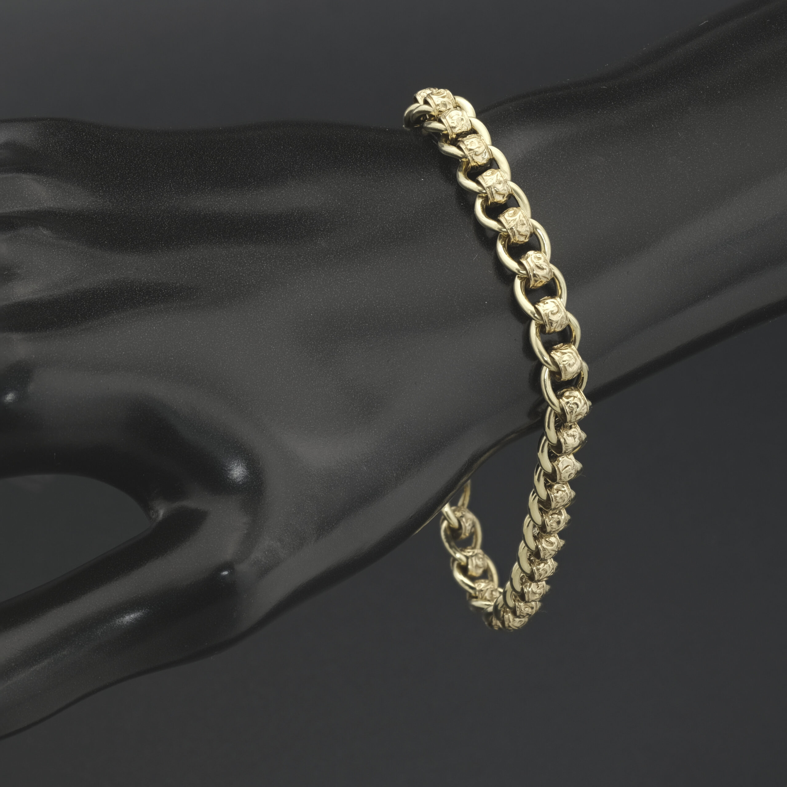 9ct Yellow Gold Roller Ball Bracelet 8" 7mm - Image 3