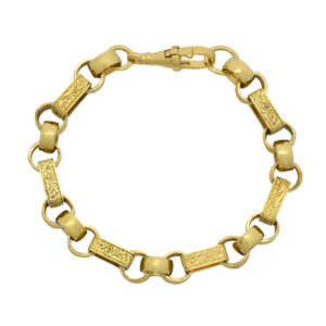 9ct Yellow Gold Gypsy Link Bracelet 8.5″ 9mm