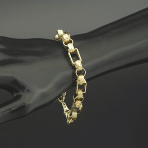 9ct Yellow Gold Gypsy Link Bracelet 8.5&#8243; 9mm