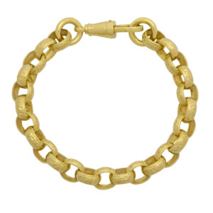 9ct Yellow Gold Patterned Belcher Bracelet 9″ 10mm