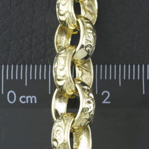 9ct Yellow Gold Patterned Belcher Bracelet 9&#8243; 10mm