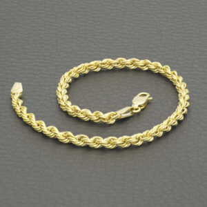 9ct Yellow Gold Rope Bracelet 7.5&#8243; 3.5mm