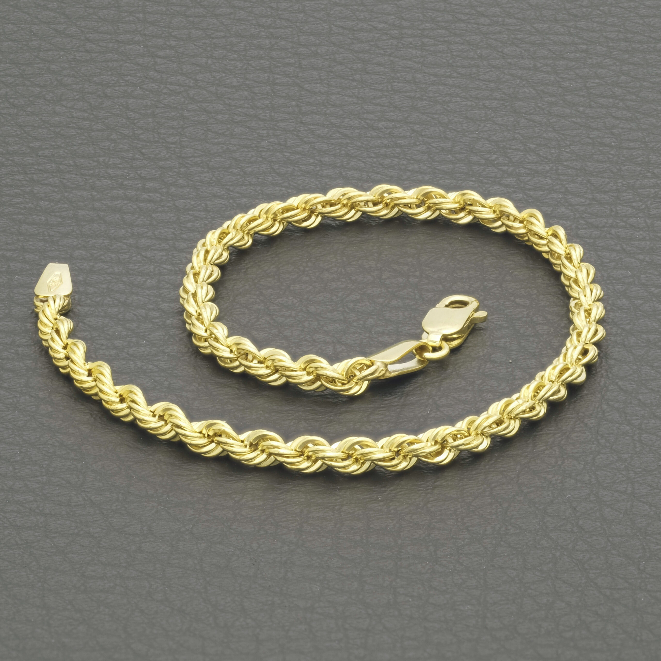 9ct Yellow Gold Rope Bracelet 7.5" 3.5mm - Image 2