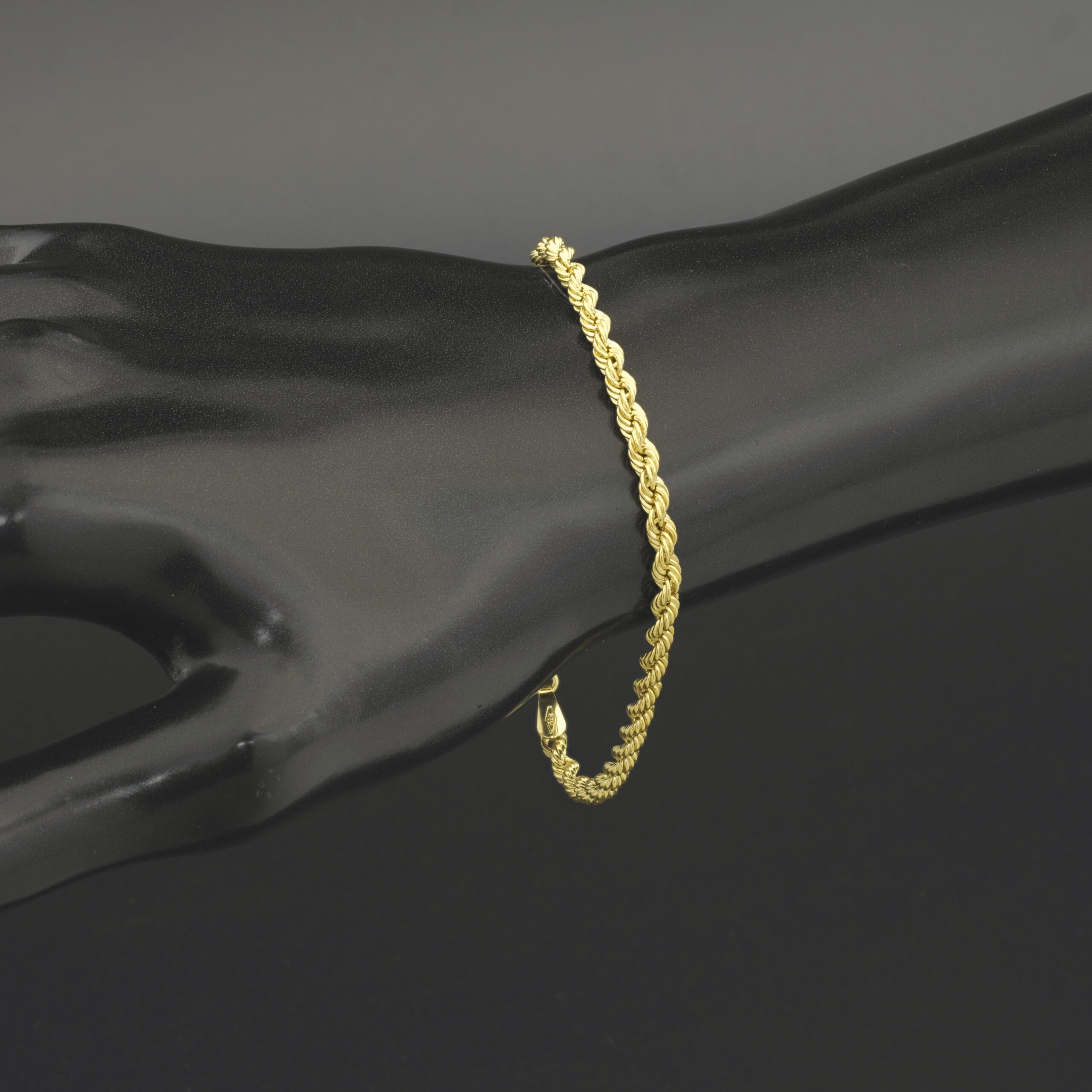 9ct Yellow Gold Rope Bracelet 7.5" 3.5mm - Image 3