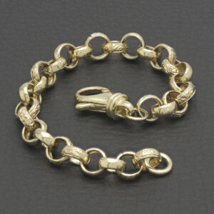 9ct Yellow Gold Patterned Belcher Bracelet 6.5&#8243; 7mm