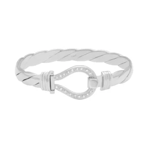 9ct White Gold Diamond Loop Bangle