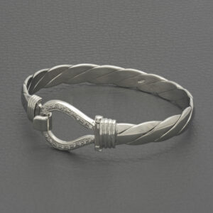 9ct White Gold Diamond Loop Bangle