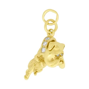 9ct Yellow Gold Gemstone Bulldog Pendant
