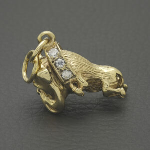 9ct Yellow Gold Gemstone Bulldog Pendant