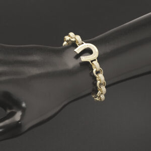 9ct Yellow Gold Gemstone Horseshoe Belcher Bracelet 5.5&#8243; 8mm