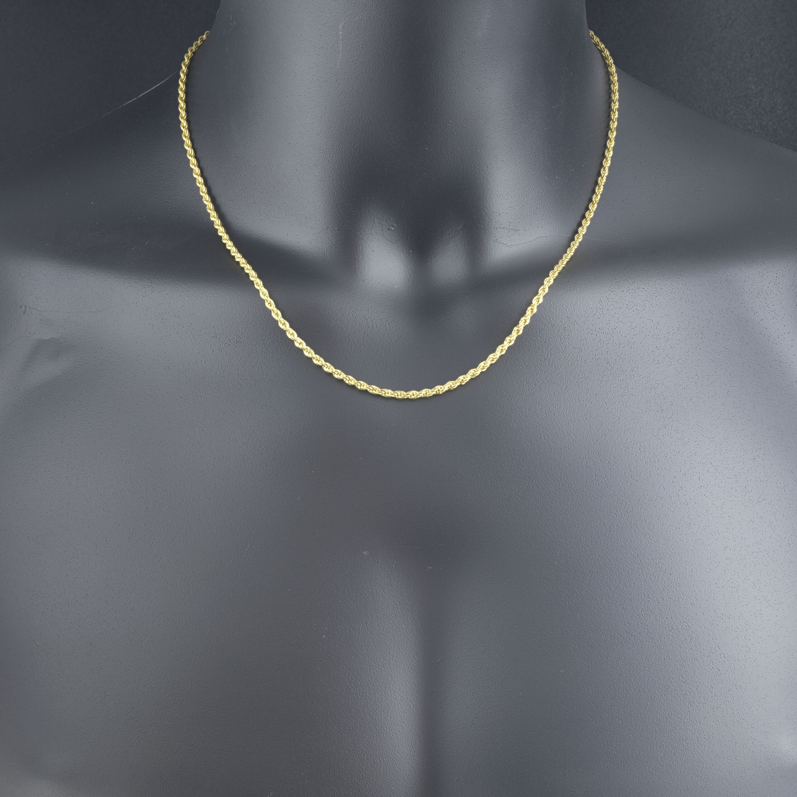 18ct Yellow Gold Rope Chain 19.5" 2.5mm - Image 3