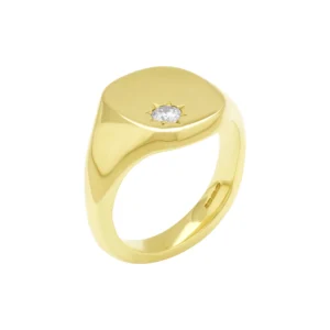 9ct Yellow Gold 0.10ct Diamond Signet Ring