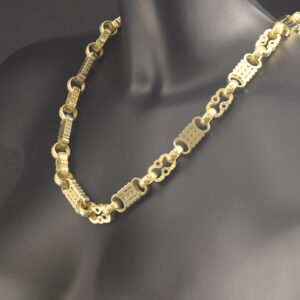 9ct Yellow Gold Stars &#038; Bars Chain 25.5&#8243; 14mm