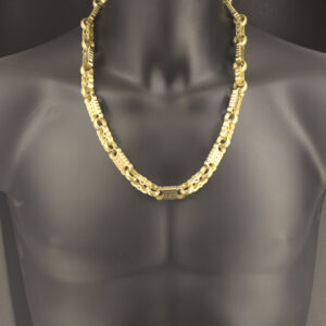 9ct Yellow Gold Stars &#038; Bars Chain 25.5&#8243; 14mm