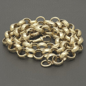 9ct Yellow Gold Patterned Belcher Chain 25&#8243; 12mm