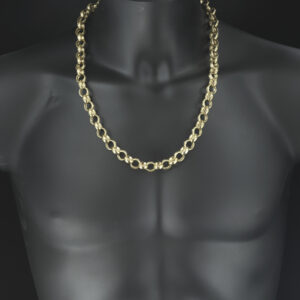 9ct Yellow Gold Patterned Belcher Chain 25&#8243; 12mm