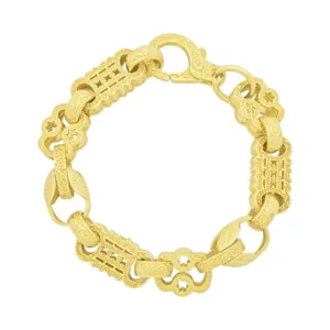 9ct Yellow Gold Stars & Bars Bracelet 8.5″ 13.5mm