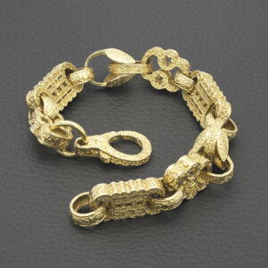 9ct Yellow Gold Stars &#038; Bars Bracelet 8.5&#8243; 13.5mm