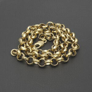 9ct Yellow Gold Patterned Belcher Chain 25&#8243; 11mm