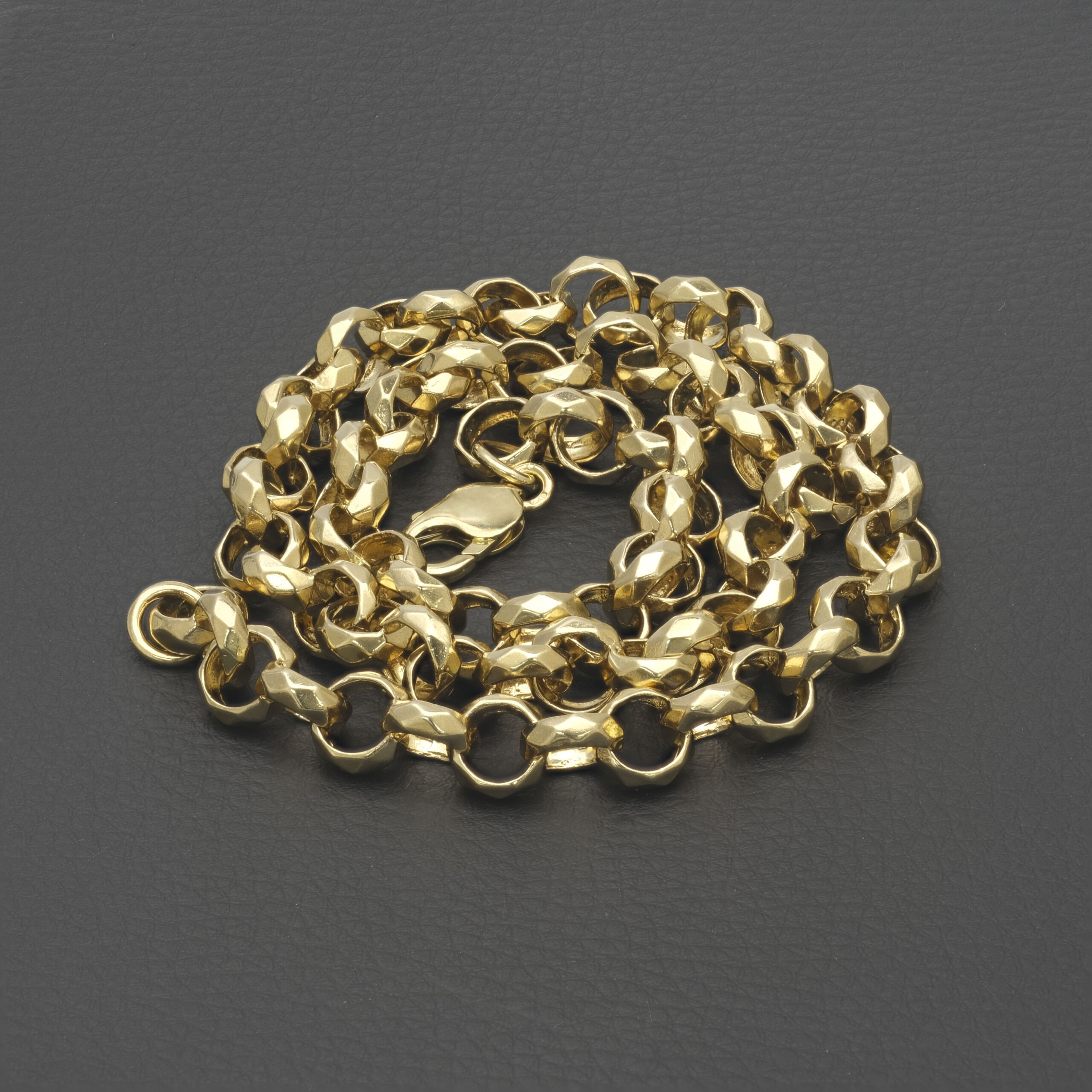 9ct Yellow Gold Patterned Belcher Chain 25" 11mm - Image 2