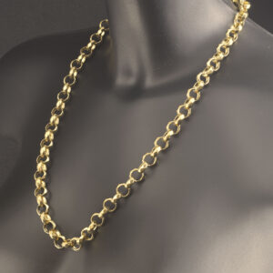 9ct Yellow Gold Patterned Belcher Chain 25&#8243; 11mm