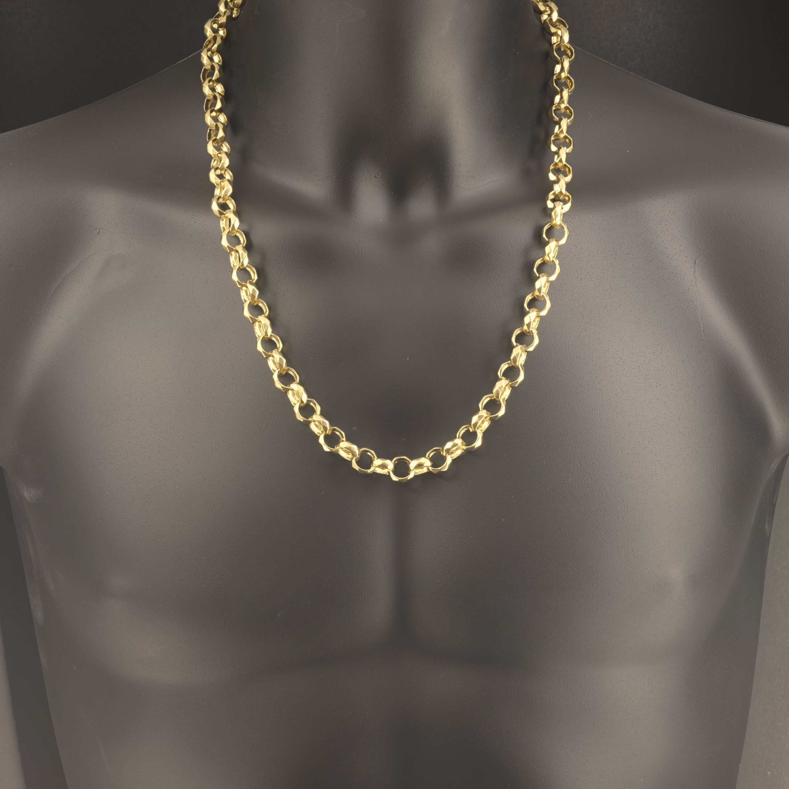 9ct Yellow Gold Patterned Belcher Chain 25" 11mm - Image 4