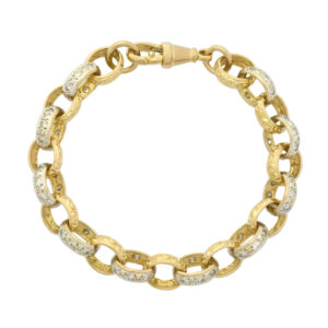 9ct Yellow Gold Gemstone Belcher Bracelet 8″ 10.5mm