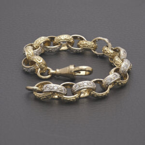 9ct Yellow Gold Gemstone Belcher Bracelet 8&#8243; 10.5mm