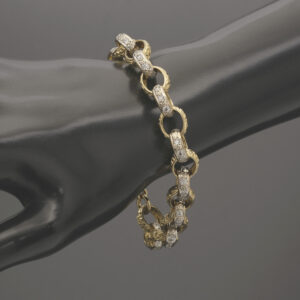 9ct Yellow Gold Gemstone Belcher Bracelet 8&#8243; 10.5mm